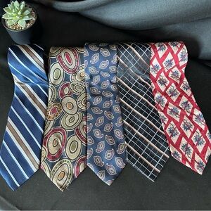 LOT OF 5 Silk Ties Chap RL, Christian Dior, Joseph Abboud, M Kors, Oscar De La R